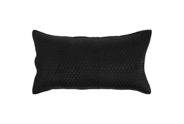King Sham - Black Polyester Sateen Quilted Diamond Pattern