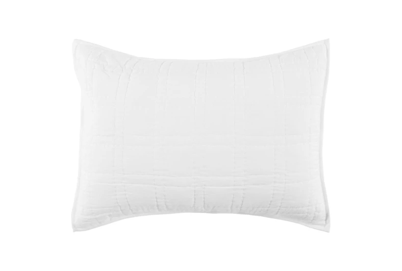 Standard Sham-White Cotton Double Stitched Square Pattern  - 360