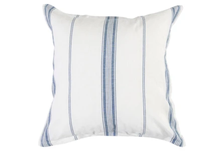 Euro Sham-White With Blue Stripe Linen Cotton Cashmere Blend