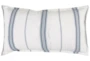 King Sham-White With Blue Stripe Linen Cotton Cashmere Blend  - Back