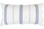 King Sham-White With Blue Stripe Linen Cotton Cashmere Blend  - Signature