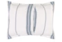 Standard Sham-White With Blue Stripe Linen Cotton Cashmere Blend  - Back