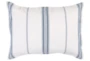 Standard Sham-White With Blue Stripe Linen Cotton Cashmere Blend  - Signature