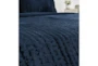King Quilt - 4 Piece Set Blue Velvet Front Cotton Back Quilted Hand Stitched, 1 Quilt + 3 Euro Shams - Detail