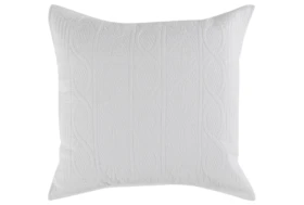 Euro Sham-White Cotton Linen Blend Quilted Oval Design