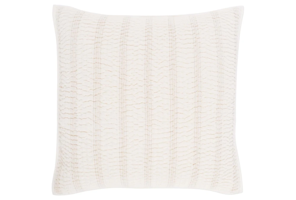 Euro Sham-Textured Ivory Soft Natural Stripe Linen Cotton Blend