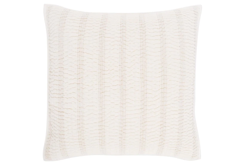 Euro Sham-Textured Ivory Soft Natural Stripe Linen Cotton Blend - 360