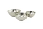 14", 12", 10" Textured Silver Metal Decorative Bowls Set Of 3 - Front
