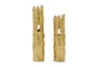 18", 15" Gold Metal Rustic Bamboo Style Vases Set Of 2 - Back