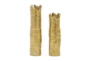 18", 15" Gold Metal Rustic Bamboo Style Vases Set Of 2 - Front
