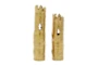 18", 15" Gold Metal Rustic Bamboo Style Vases Set Of 2 - Front