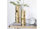 18", 15" Gold Metal Rustic Bamboo Style Vases Set Of 2 - Room