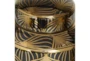 14", 12" Black + Gold Fan Line Canister Jars Set Of 2 - Detail