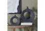 15", 10" Matte Black Mid Mod Round Vases Set Of 2 - Room