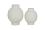 11", 9" Matte White Channeled Bulb Vases Set Of 2 - Signature