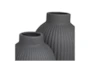 11", 9" Matte Black Channeled Bulb Vases Set Of 2 - Detail