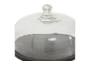 14 Inch Black Footed + Glass Dome Cake Dish Cloche - Detail