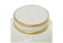 10", 8" Ivory + Gold Metal Lidded Canister Jars Set Of 2 - Detail