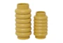 16", 12" Yellow Stacked Circle Vases Set Of 2 - Back