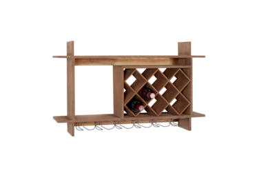 34X20 Brown Wood Wine Rack Wall Storage