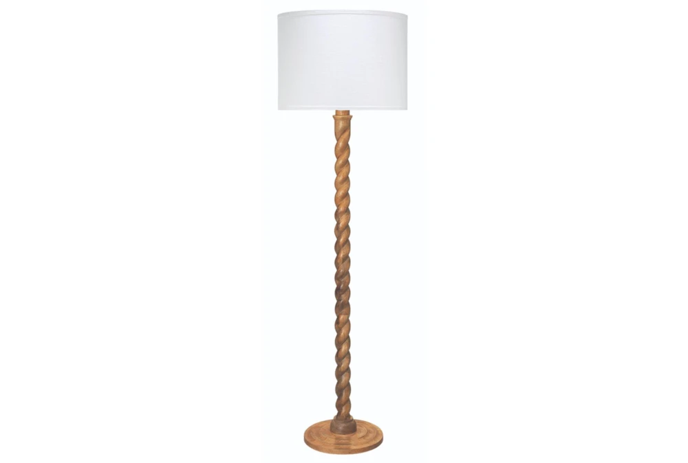 65.5 Natural Wood Twist Floor Lamp