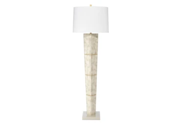60 Inch Horn Laquer With Gold Leaf Accents Floor Lamp