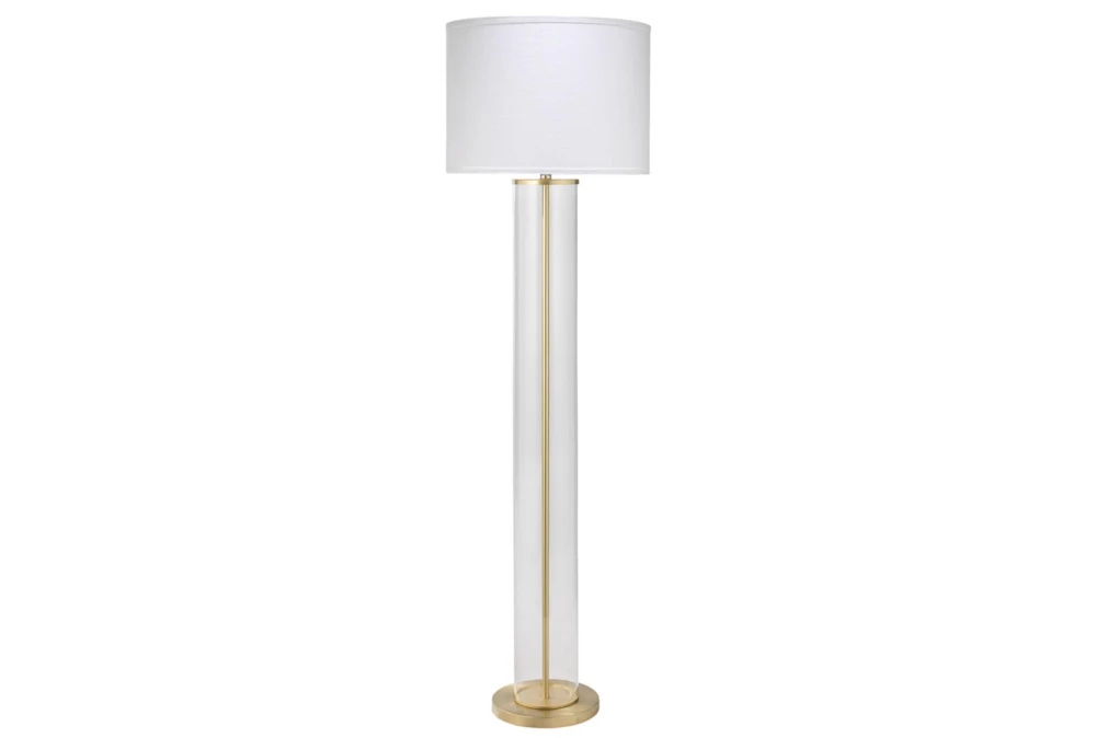 63.5 Inch Gold + Glass Metal Brass Floor Lamp