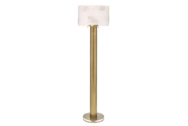 51 Inch Faux Alabaster + Antique Brass Floor Lamp