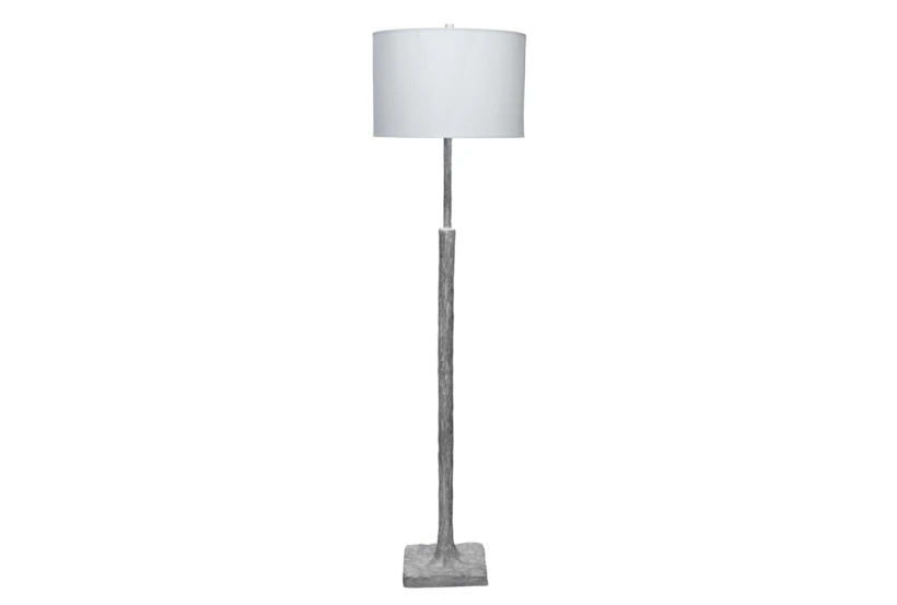 56 Inch Polyresin Textured Grey Plaster Floor Lamp - 360