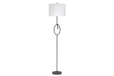 70.5 Inch Charcoal Textured Gesso On Metal Knot Floor Lamp