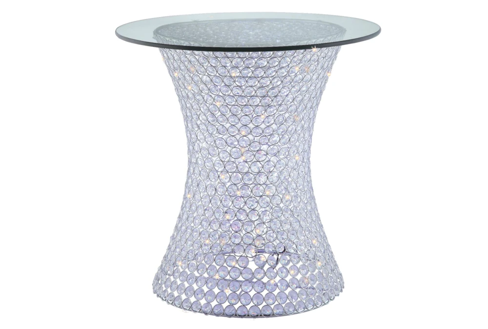 Round Crystal End Table W/Led Lights