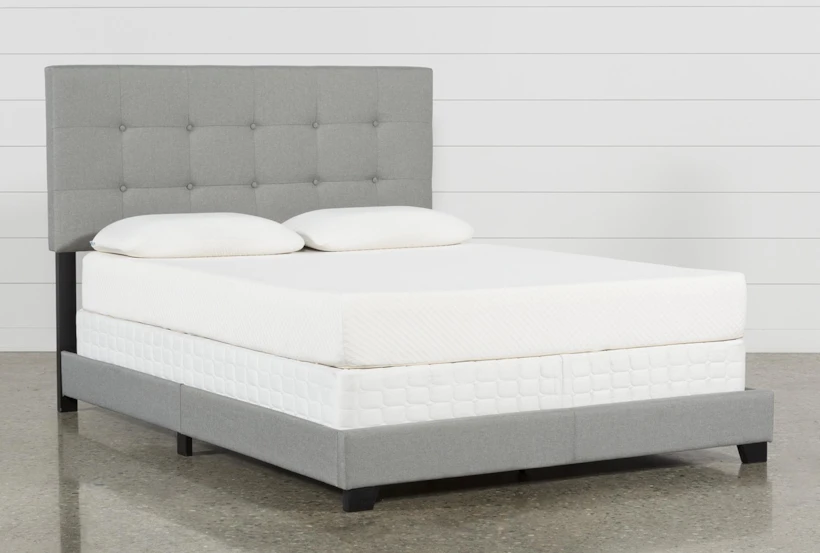 Amelia King Grey Upholstered Panel Bed - 360