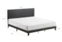 Iveta Black California King Faux Leather Platform Bed - Detail