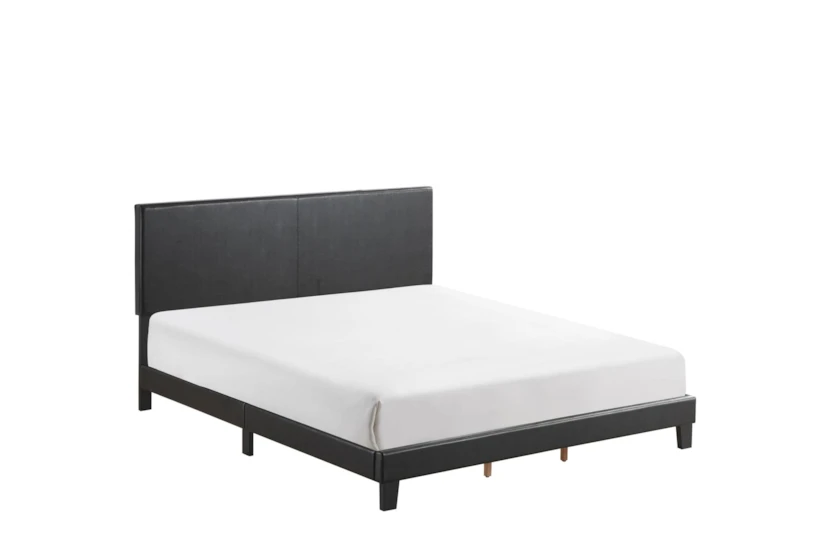 Iveta Black California King Faux Leather Platform Bed - 360