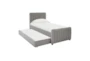 Anaya Grey Twin Upholstered Panel Bed With Twin Trundle - Signature