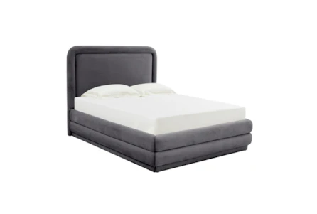 Velma Grey Full Velvet Upholstered Platform Bed