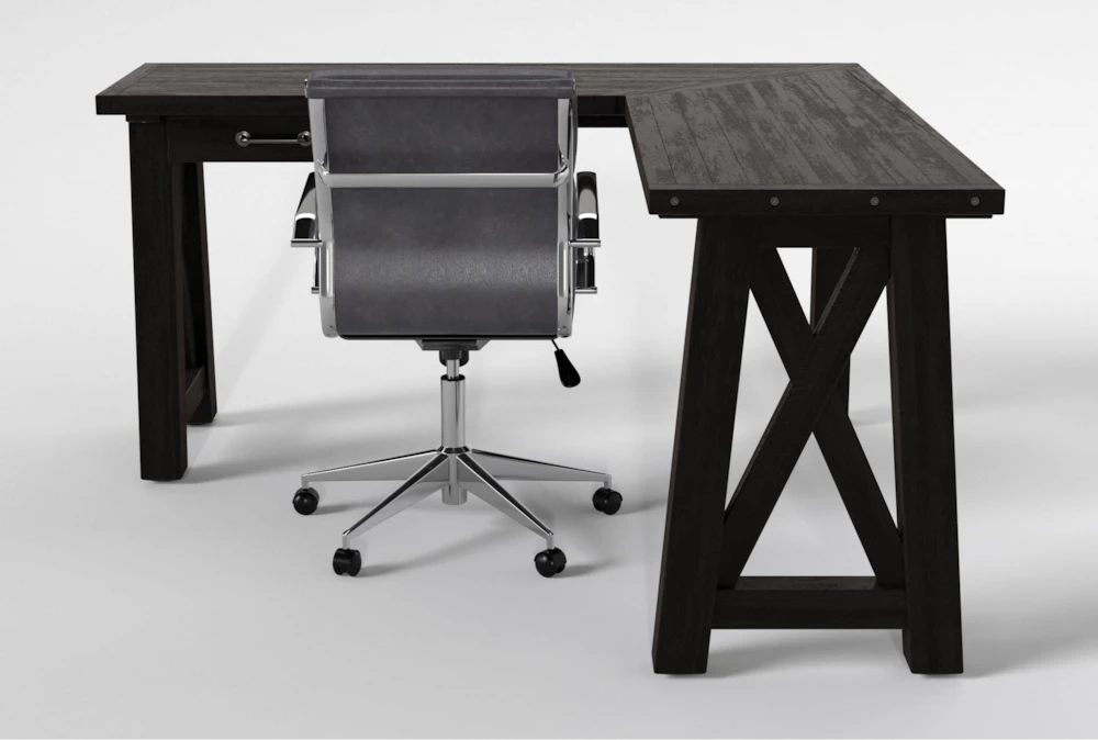 Jaxon Corner Desk + Moby Grey Low Back Rolling Office Chair