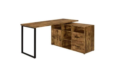 Callowhill Brown L-Shape Storage Office Desk