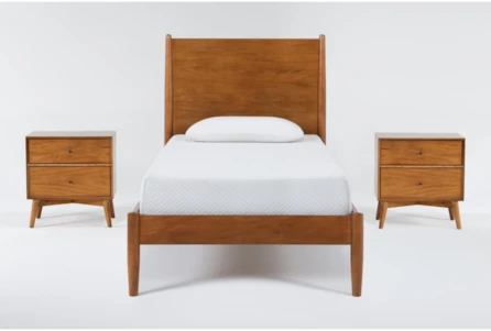 Alton Cherry Twin 3 Piece Bedroom Set With 2 Nightstands