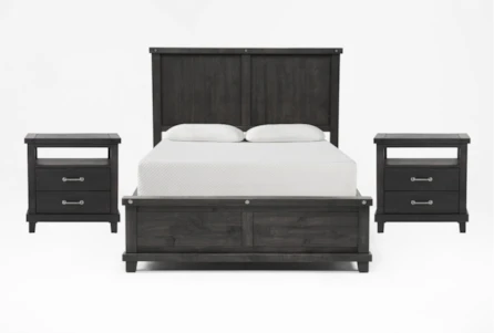 Jaxon Espresso California King Panel 3 Piece Bedroom Set With 2 Open Nightstands