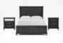 Jaxon Espresso King Wood Panel 3 Piece Bedroom Set With Nightstand & Open Nightstand - Signature