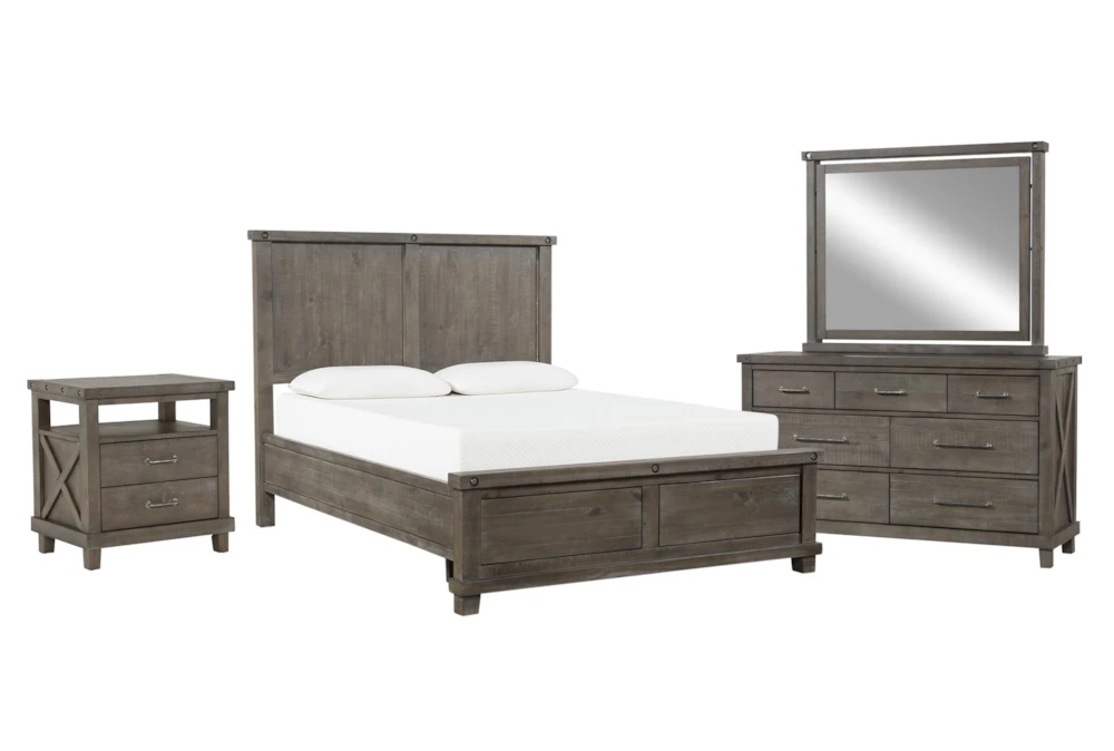 Jaxon Grey California King Panel 4 Piece Bedroom Set With Open Nightstand