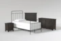 Kyrie Black Twin Metal 4 Piece Bedroom Set With Larkin Espresso Dresser, Chest Of Drawers + Nightstand - Signature