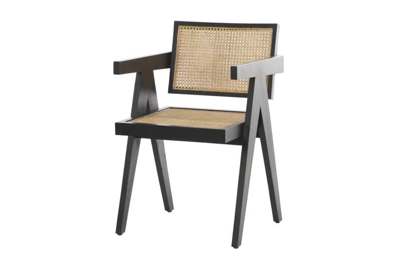 Dark Teak Cane Accent Chair - 360