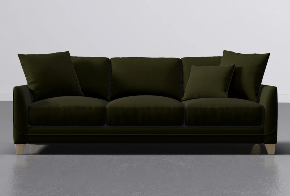 Japandi 93" Green Velvet Sofa