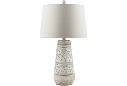 26 Inch White + Natural Boho Southwest Pattern Table Lamp - Main