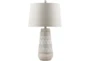 26 Inch White + Natural Boho Southwest Pattern Table Lamp - Signature