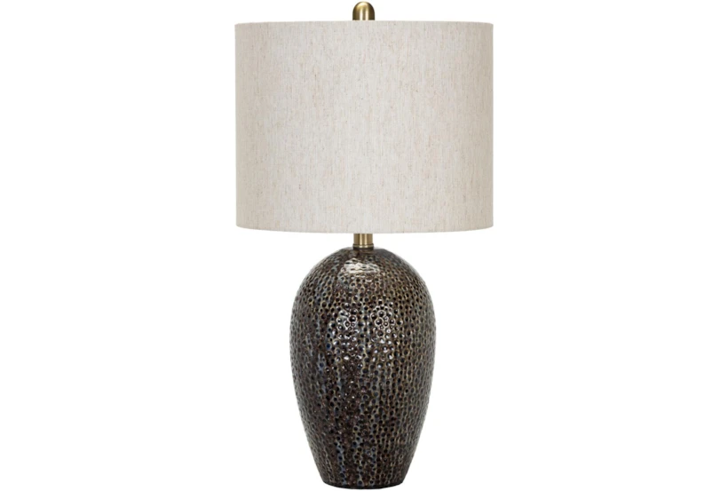 25 Inch Brown Silver Wash Bulb Table Lamp - 360