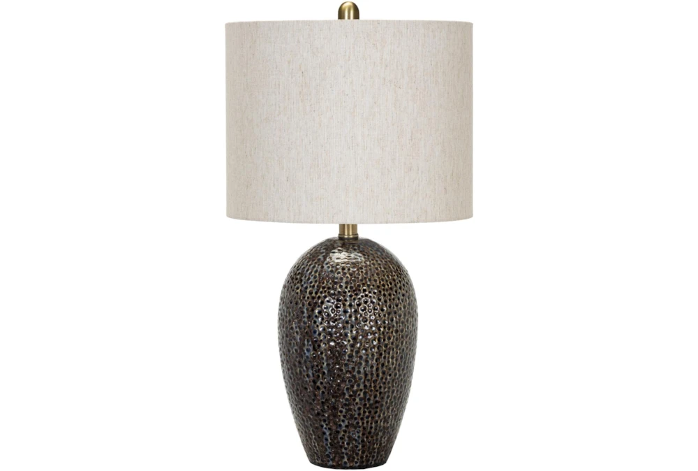 25 Inch Brown Silver Wash Bulb Table Lamp
