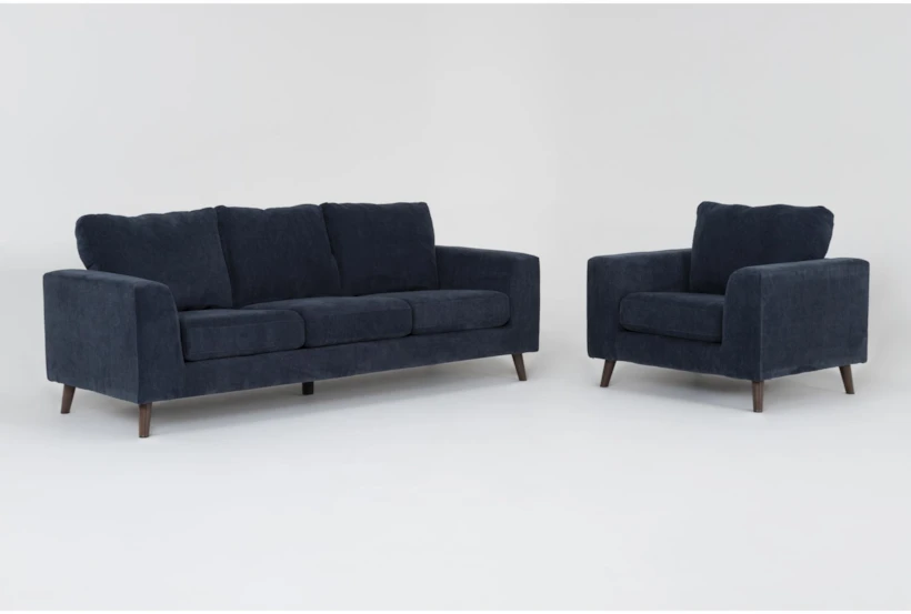 Canela II Midnight Blue 2 Piece Sofa & Chair Set - 360